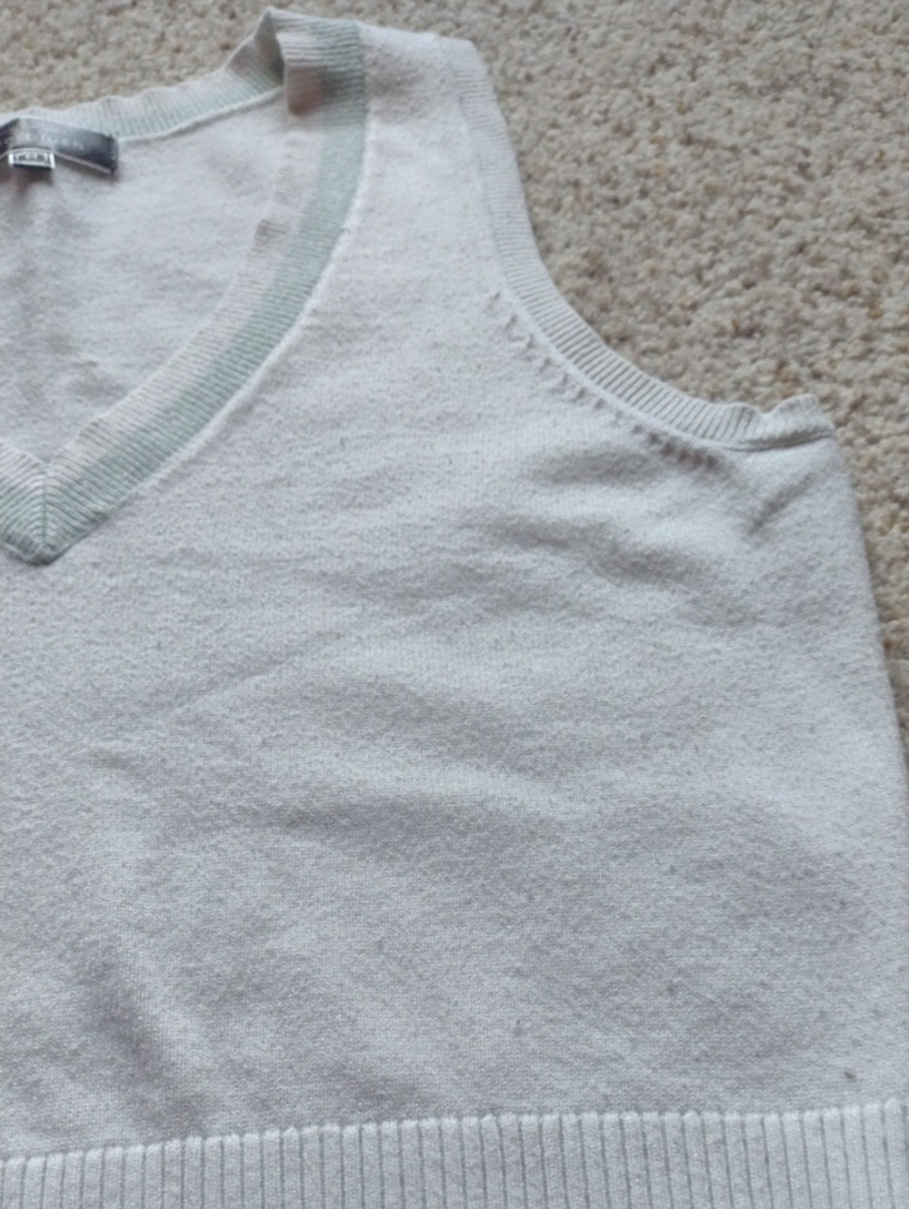 Blue Blush Cream Knit V-Neck Crop Tank with Mint Trim - Picture 4 of 4